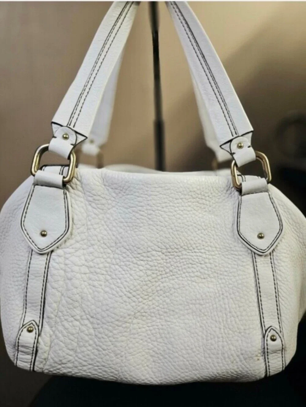 Cole Haan Village Phoebe Leather Satchel- Dove White